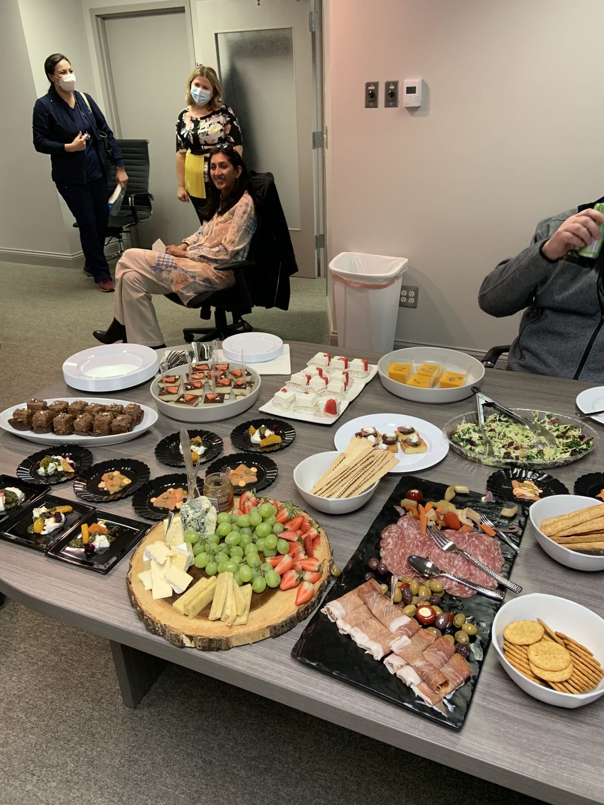 A team meeting or office celebration
