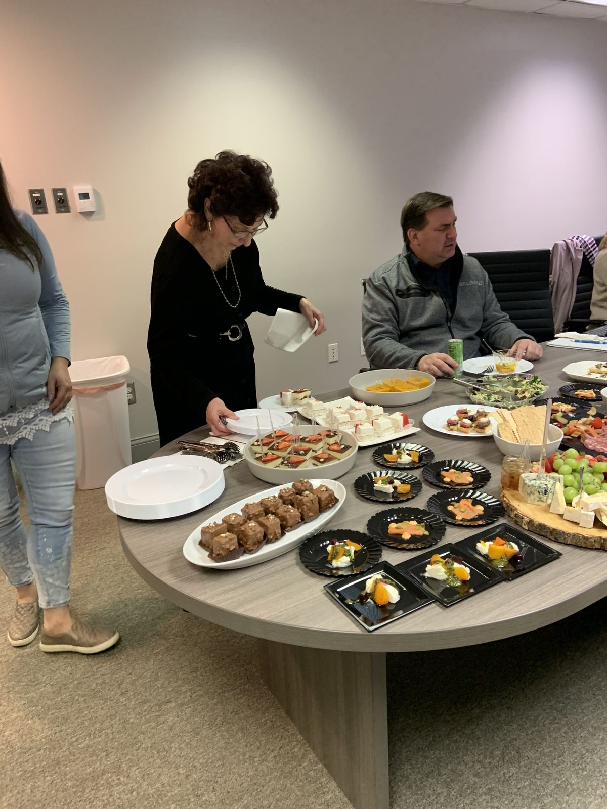 A team meeting or office celebration
