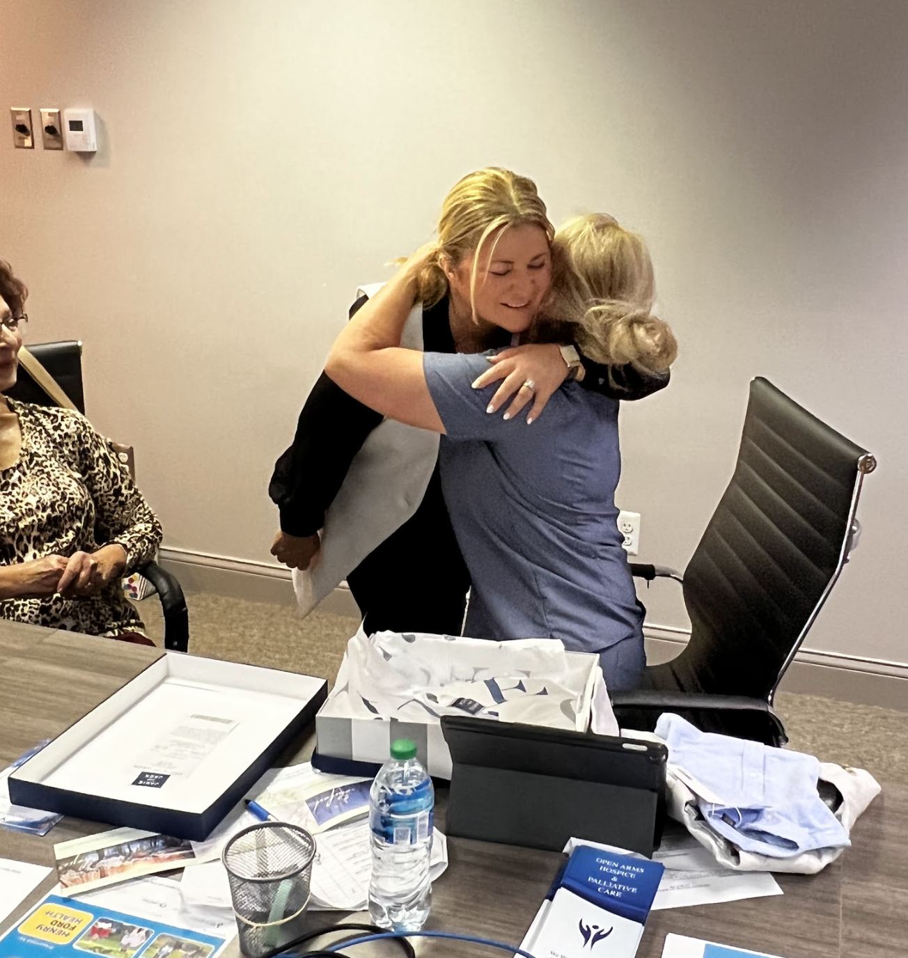 A team meeting or office celebration
